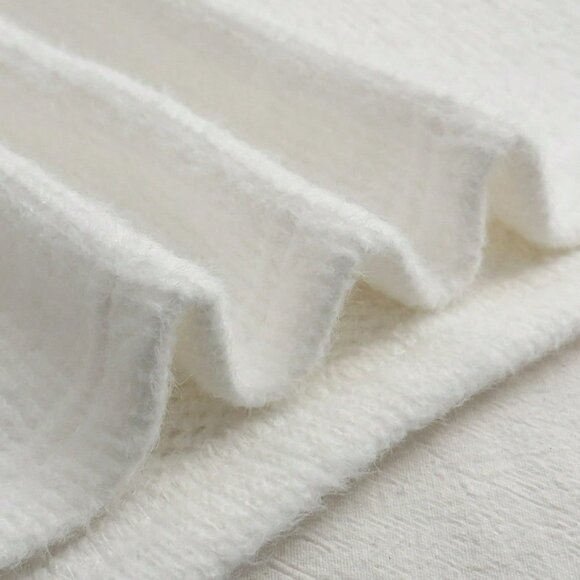 White Romantic Women's Furry Knitted Warm Flare Sleeve Backless Bow Tie Dress - Picture 6 of 6